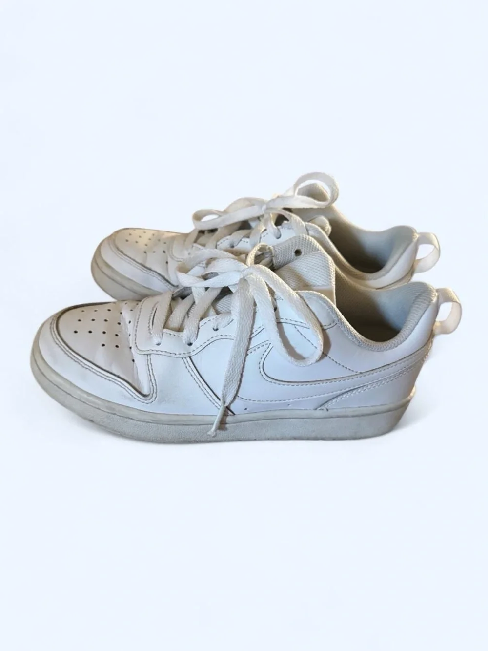 Nike Kids White Low-Top Sneakers with Swoosh